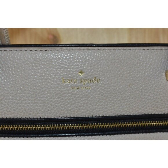 Kate Spade Womens Allyn Chester Street Satchel Leather Handbag Beige/Black Purse - Picture 4 of 16
